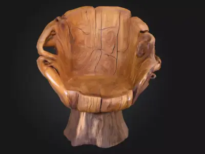 Rustic Tree Chair Low-poly 3D model