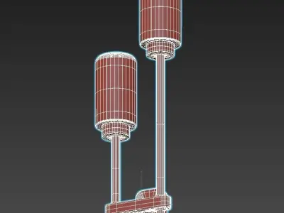 hanston2 three light wall sconce with glass shades 3D model