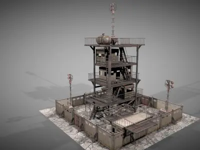 Post Apocalyptic Survival Watchtower v3 3D model