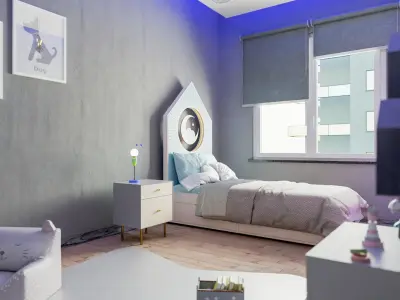 Blender Children Room Scene Low-poly 3D model