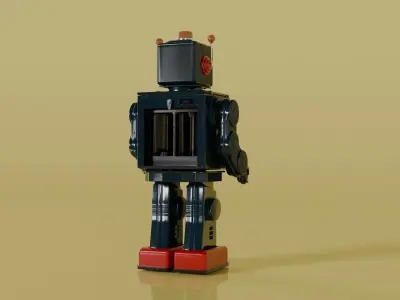 Tin Robot Toy Low-poly 3D model