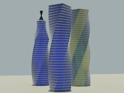 3 building packages lowpoly 3D model