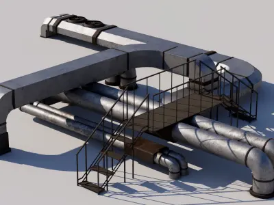 Rooftop Stairs 02 Low-poly 3D model