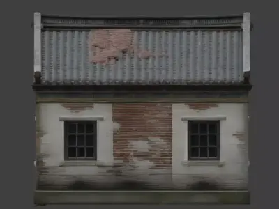 Ancient Rural Chinese House Ruined State 3D Model V01 Low-poly 3D model