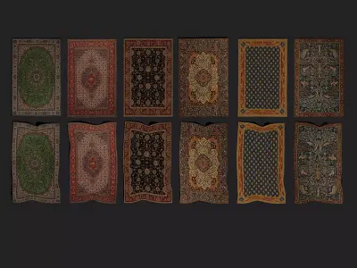  Six Highly Detailed Medieval Style Tapestries  3D Model Pack