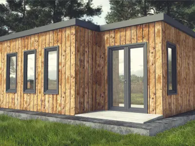 Small Wood Cabin with Interior 3D model