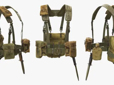  M1956 U S Infantry Rig with Canteen and Knife Green 