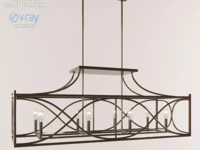 Eight Light Island Chandelier 3D model