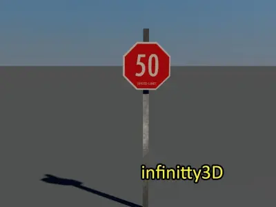 Road Sign - Speed Limit Pack   Low-poly 3D model