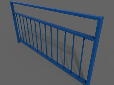 PBR Pedestrian Guard Rail Blue V3 Low-poly 3D model