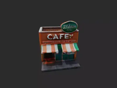 Coffe Building low poly 3D model