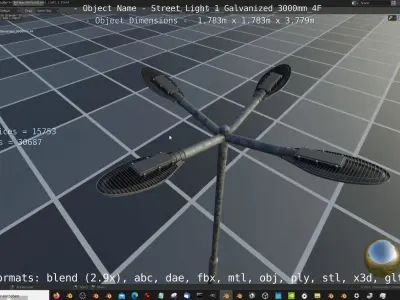 Street Light 1 Galvanized 3000mm 4F Low-poly 3D model