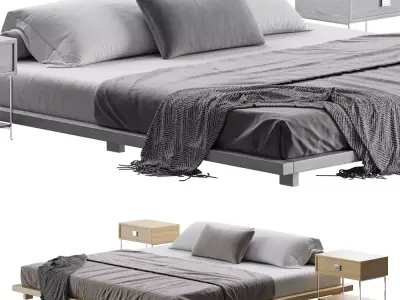 Japanese Style King Low Bed 3D model