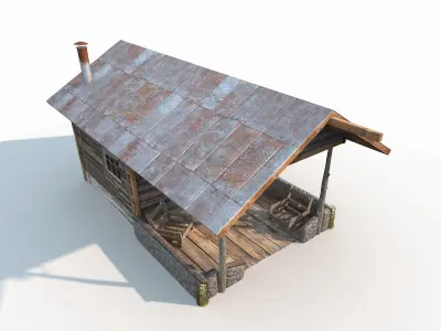 Small Old Shanty Low Poly Low-poly 3D model