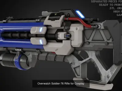 Overwatch Soldier 76 Full Armor and Rifle 3D Model Pack