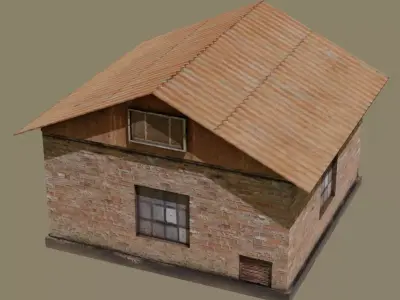 Low - Old - House - Brick - GameReady - Home - Apocalyptic Low-poly 3D model