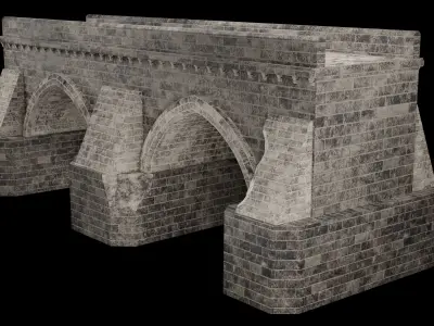 MEDIEVAL BRIDGE CASTLE STONE PLATFORM RUINED ROAD COLLECTION Low-poly 3D model