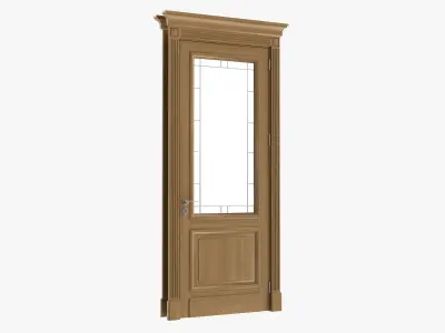 Door classic with glass 02 3D model