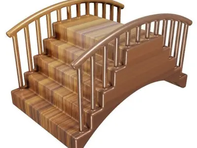 Classic Wooden Cartoon Bridge Low-poly 3D model