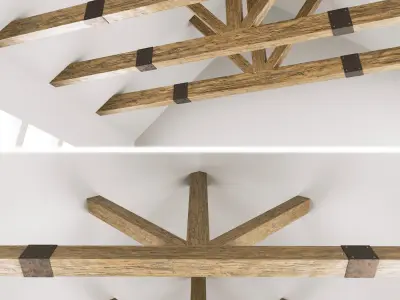 Wooden ceiling beams for barn 3D model