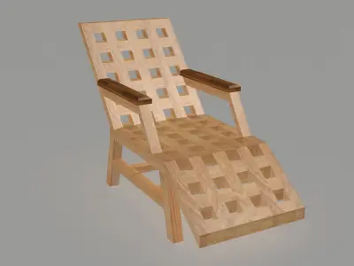 Wooden lounger Low-poly 3D model