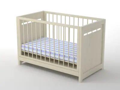 Crib Model baby with stripe 3D model