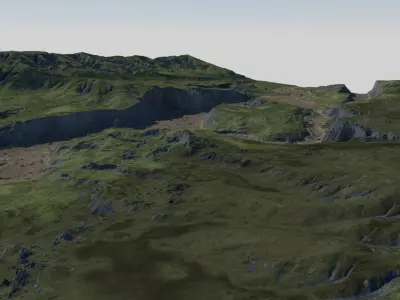 Landscape River Flow Low-poly 3D model