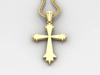 Light Gold 18K Cross Pendant 1CP004 3D print model