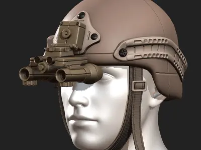 Helmet military combat soldier armor  Low-poly 3D model 5