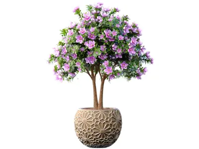 Decorative flowering garden Arabic tree flowerpot oriental style 3D model
