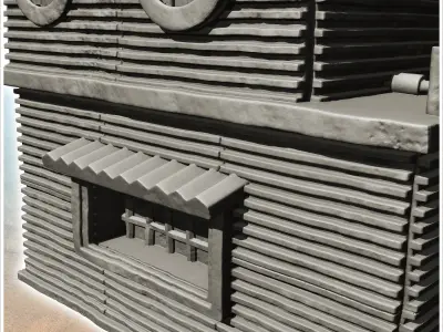 Tin building with roof generator and rounded windows -9- 3D print model