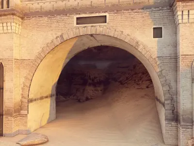 Railway Tunnel Entrance Low-poly 3D model