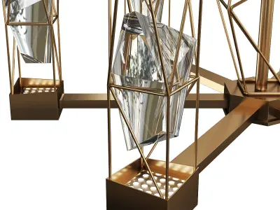BERGER gold chandelier with glass shades Low-poly 3D model