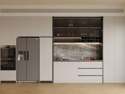 Refrigerator and Sideboard 3D model