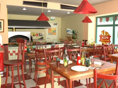 Cartoon Pizzeria 3D model 3D model