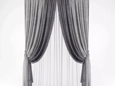 Curtains514 curtain with drapes Low-poly 3D model