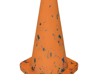 Realistic Weathered Traffic Cone Low-poly 3D model