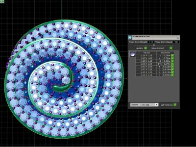 Spiral ring  with gems for CNC or 3D print model