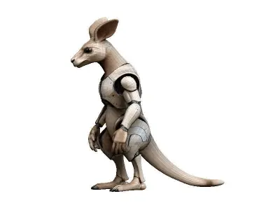 Kangaroo Cyborg Low-poly 3D model