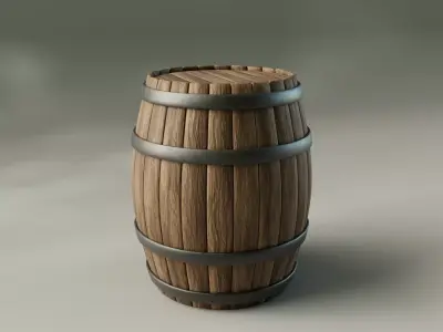 Wooden Barrel 3D model 8