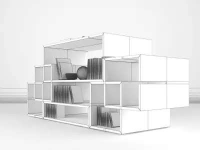 Dresser 4 bookcase with bookshelves 3D model