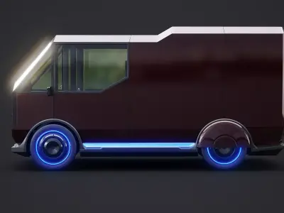 Futuristic Cyberpunk Delivery Van - Sci-Fi Electric Vehicle  Low-poly 3D model