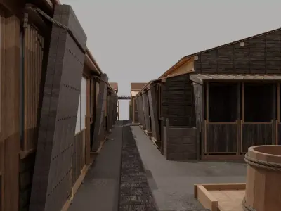 Row house in Edo city in 18C 3D model