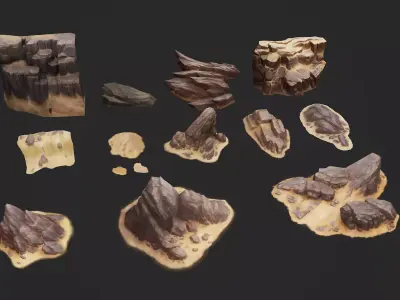 Desert Rocks Sandstone Landscape Pack Low-poly 3D model