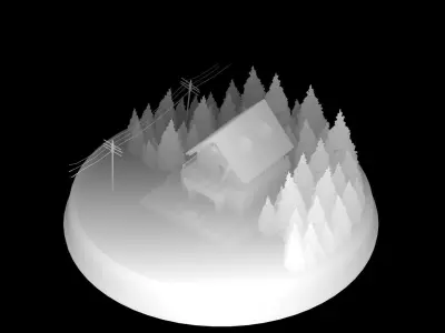 Christmas Cabin in the Snowy Woods 3D model