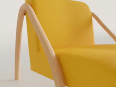 Yellow Chair with wooden structure Free low-poly 3D model