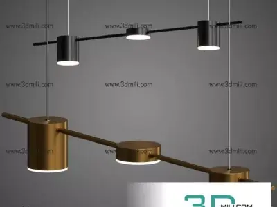 Ceiling pendant light with three lights Free 3D model