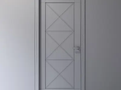 Interior door decorated with beveled mirror 3D model