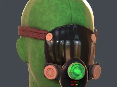Gas mask helmet 3d model scifi Low-poly  Low-poly 3D model 376