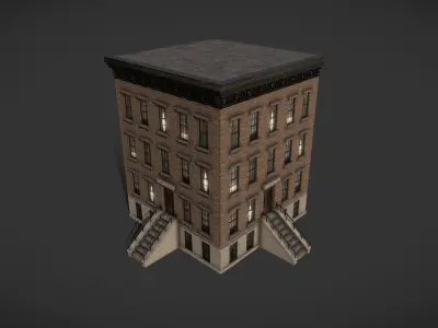 Modular Apartment Building City Game Ready Low-poly 3D model